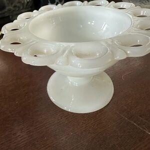 Vintage anchor hocking white milk glass candy dish